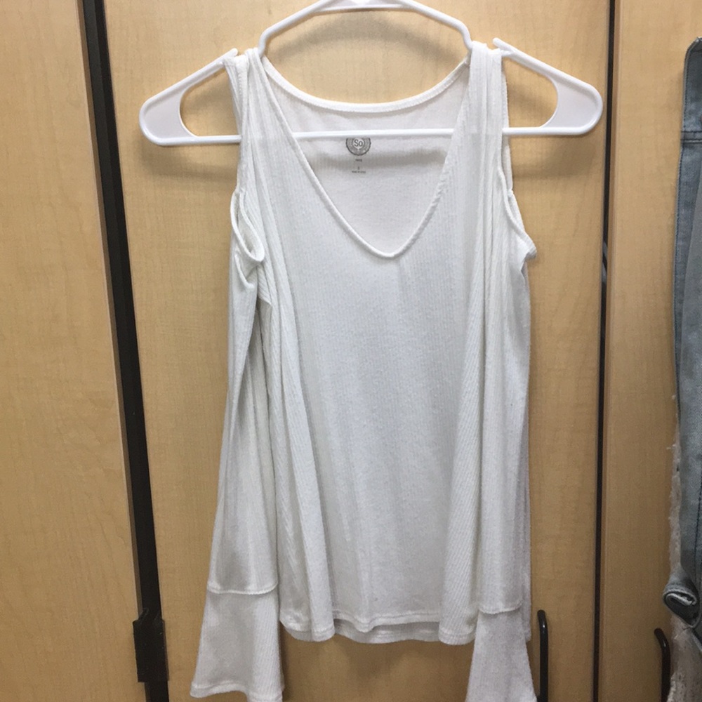 Cold shoulder bell sleeve top